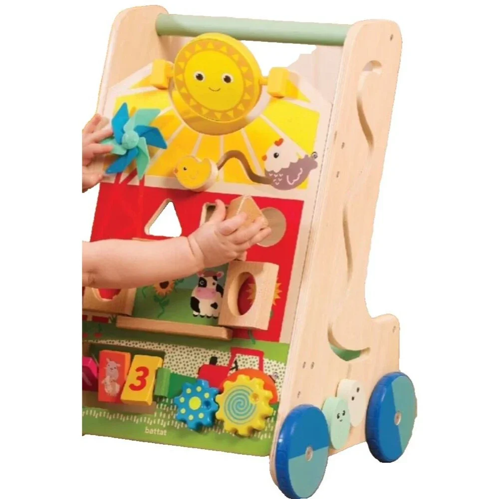 Battat Farm Footsteps Wooden Activity Baby Toddler Walker 12 Months+ NEW